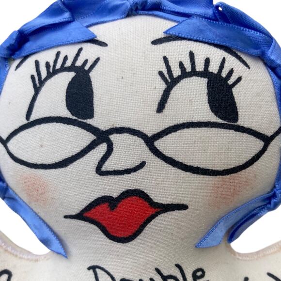 Humorous Vintage Woman Acupuncture Feminine Aging Blue Haired Cloth Voodoo Doll - Picture 4 of 14